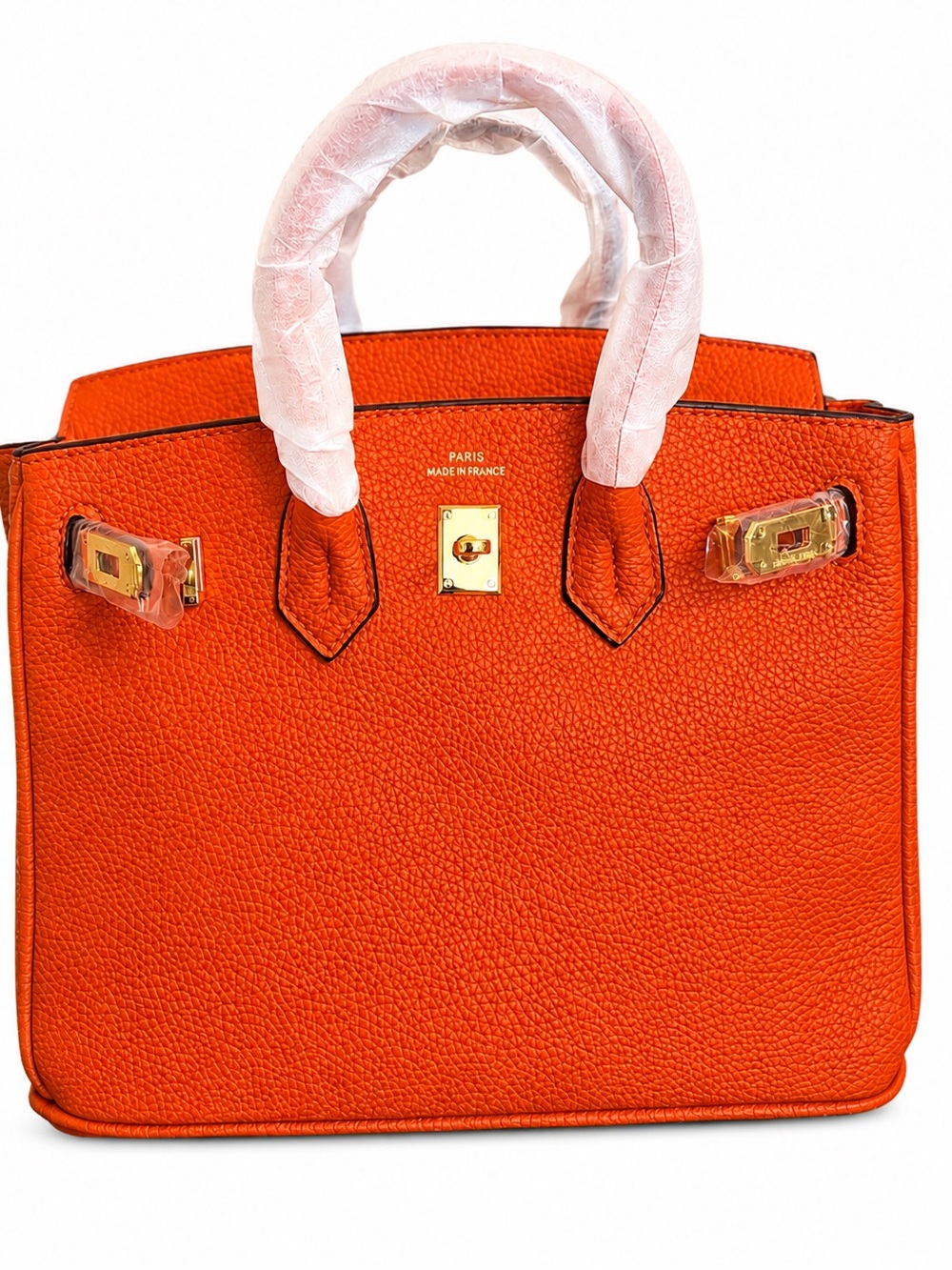 25cm Orange Real Leather Hand/Shoulder/Crossbody bag with Gold Hardware